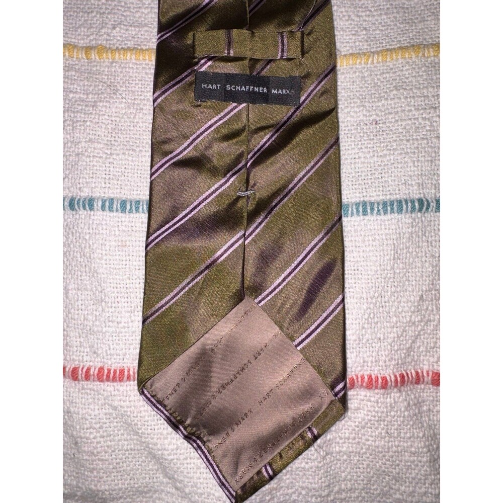 Hart Schnaffer Marx Silk Green and Purple Tie
